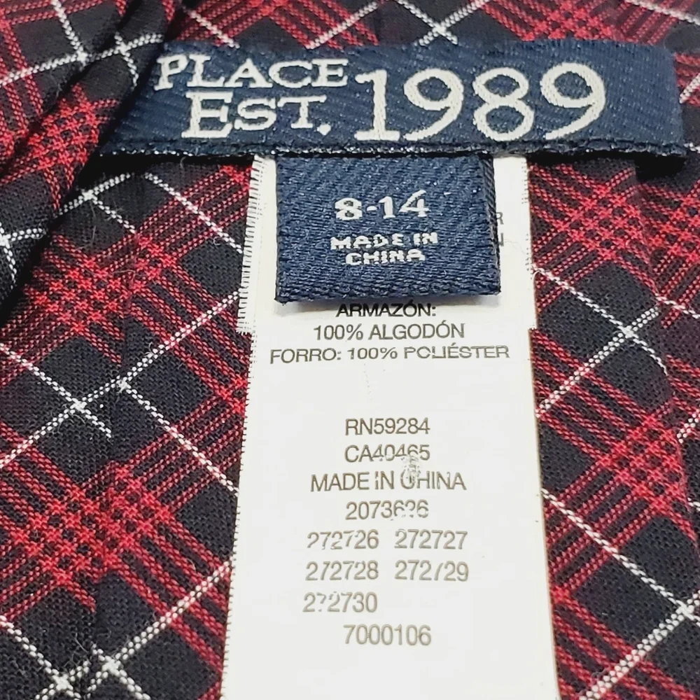 Place Necktie Red & Black Tartan Pattern Boy's Cotton Neck Tie 45x2.75